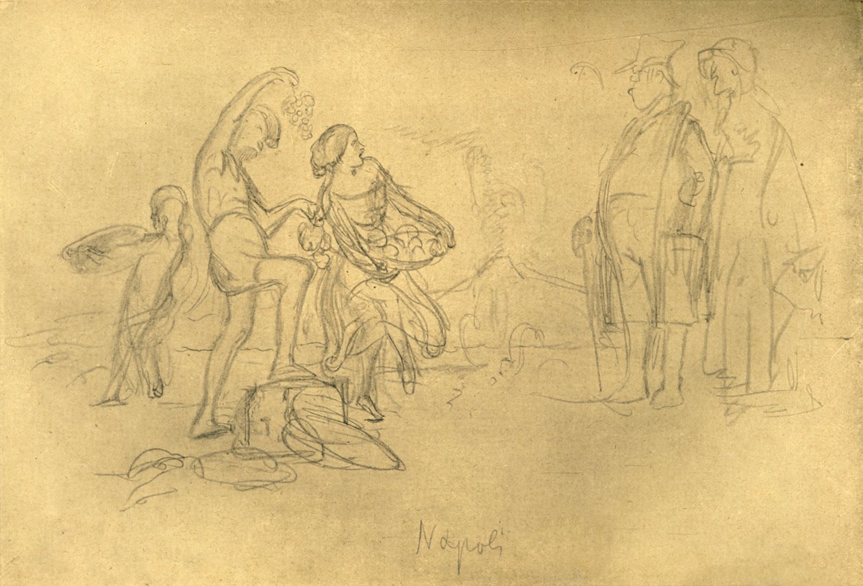Vreemdelingen in Italië, midden-late 19e eeuw, ca. 1924 door Carl Spitzweg