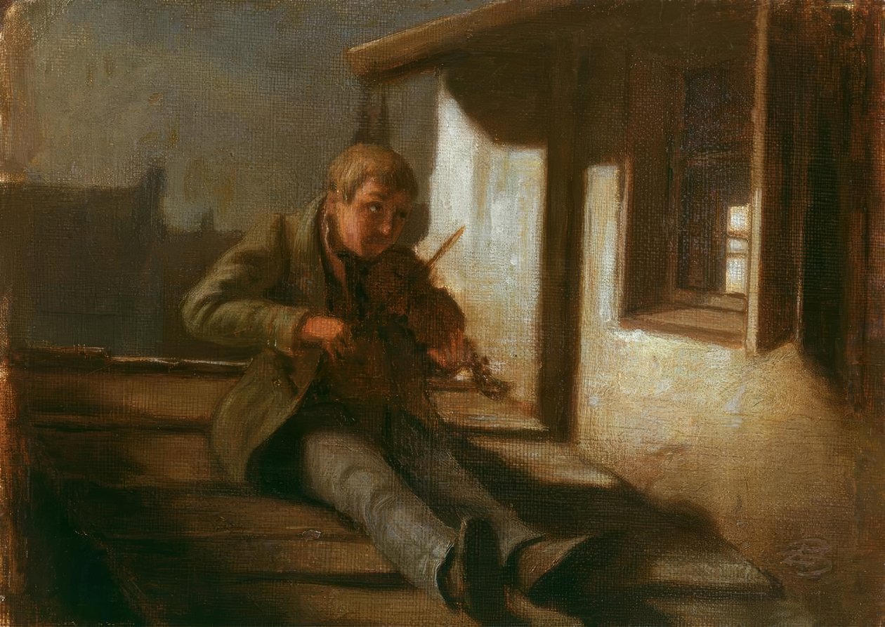 Violist op het dak door Carl Spitzweg