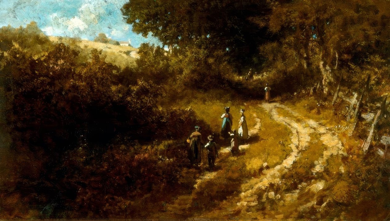 Kerkbezoek bij Dachau door Carl Spitzweg