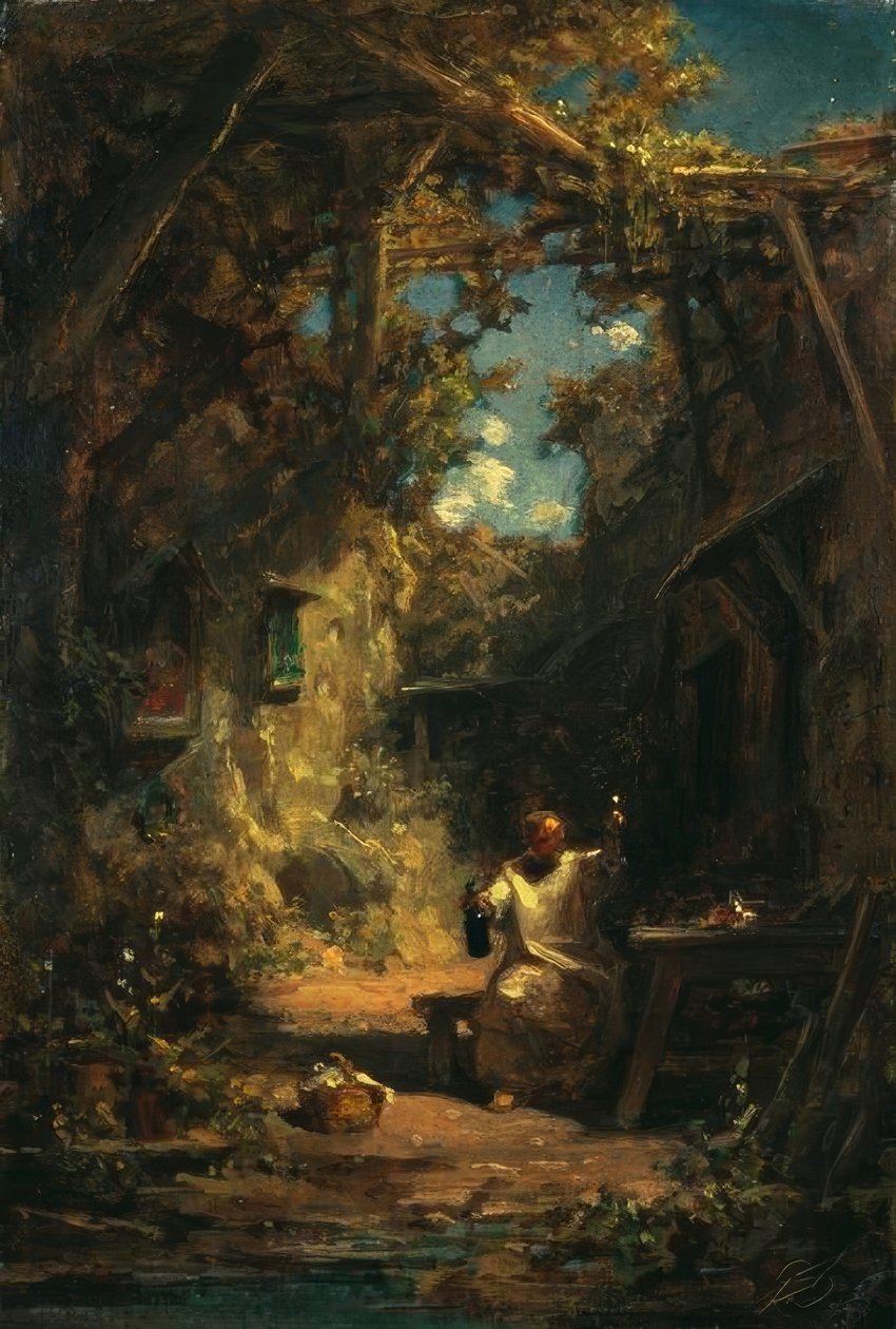 Monnik bij de wijnproeverij door Carl Spitzweg