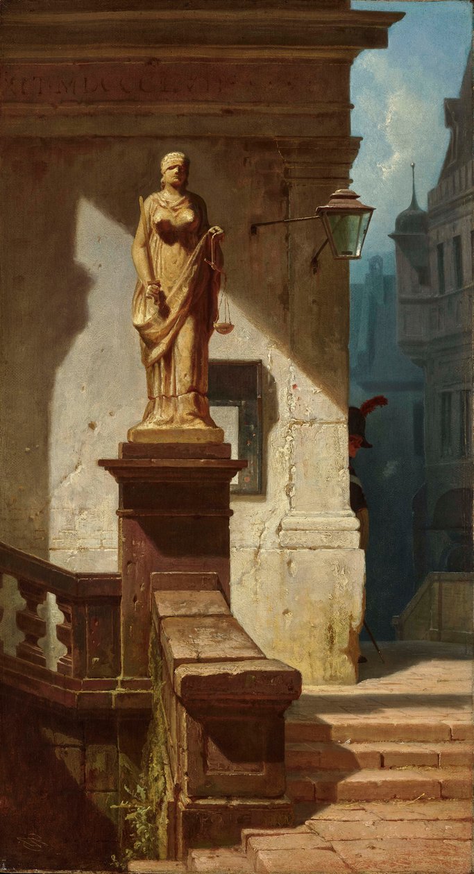 Het oog van de wet Justitia, 1857 door Carl Spitzweg