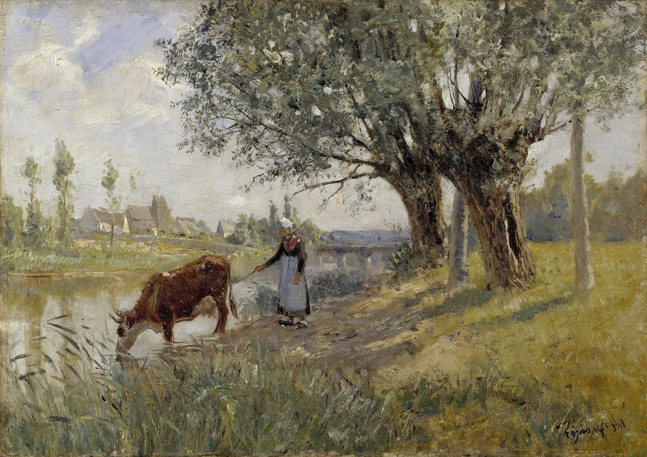Platteland bij Grez-sur-Loing door Carl Tragardh