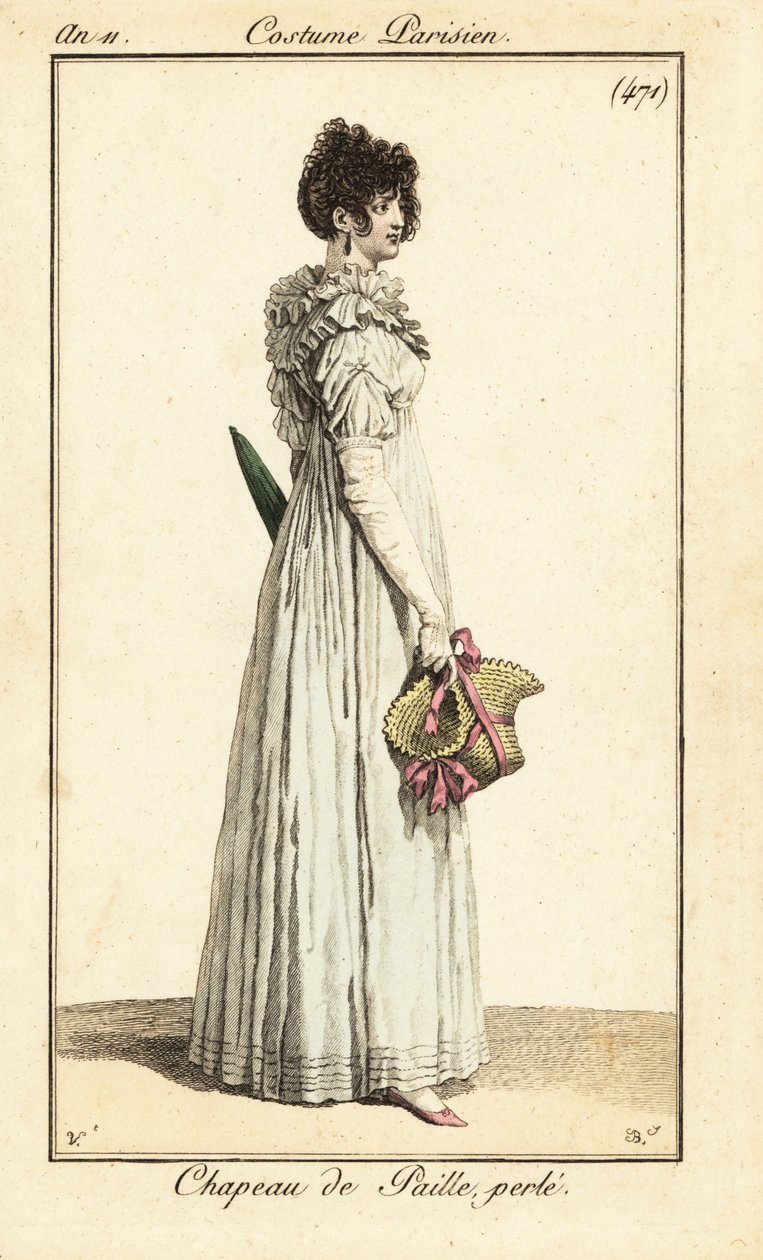Vrouw met een kralen strohoed, Parijs door Carle Vernet
