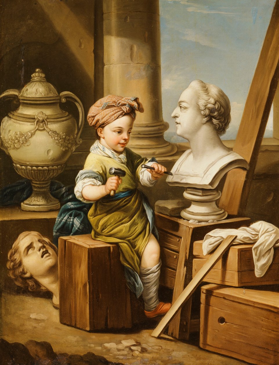De Vier Kunsten - Beeldhouwkunst door Carle van Loo