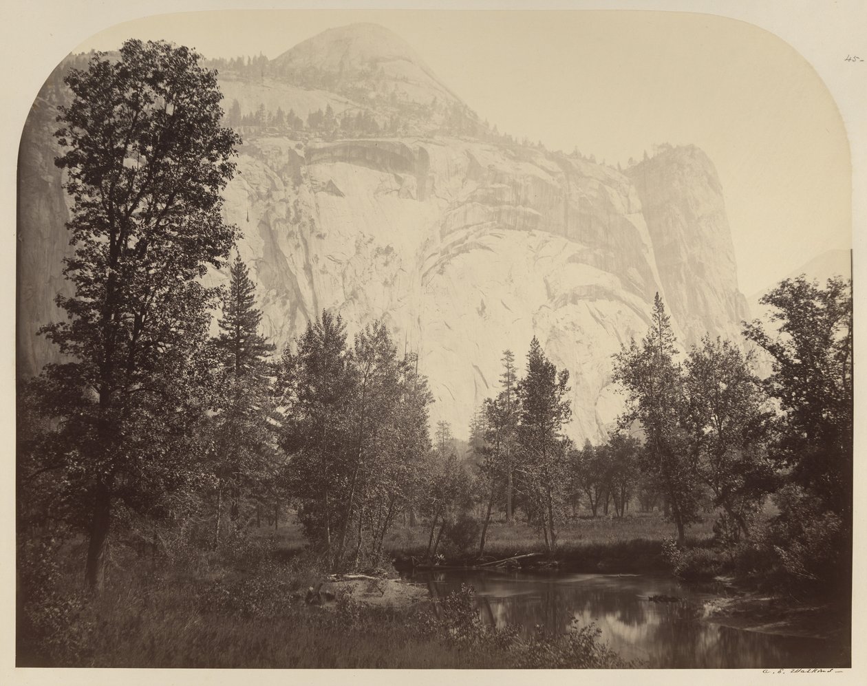 Riviergezicht van Royal Arches, Yosemite door Carleton E. Watkins