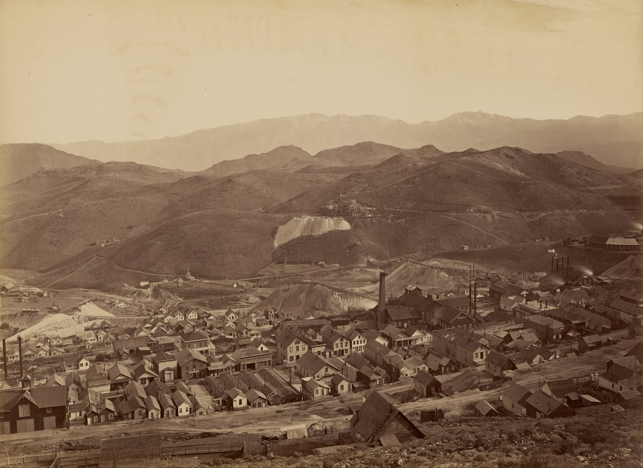 De combinatie schacht, vanaf de watergoot door Carleton Watkins
