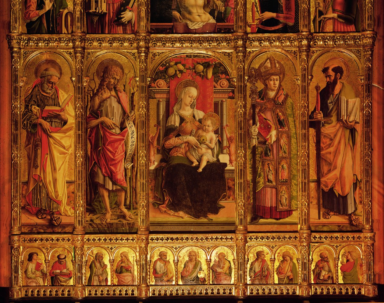 Altaarstuk van St. Emidio, polyptiek (detail) door Carlo Crivelli