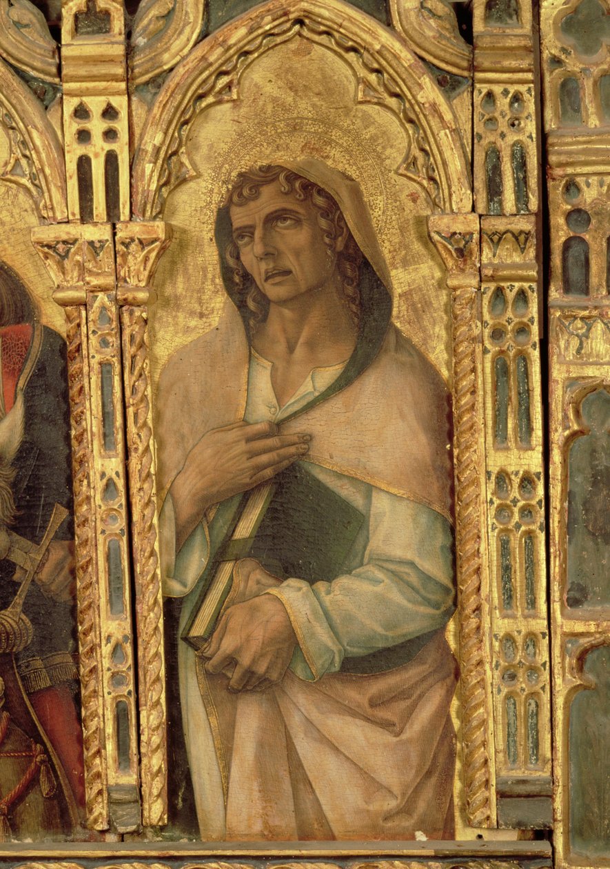 St. Johannes de Evangelist (detail) door Carlo Crivelli
