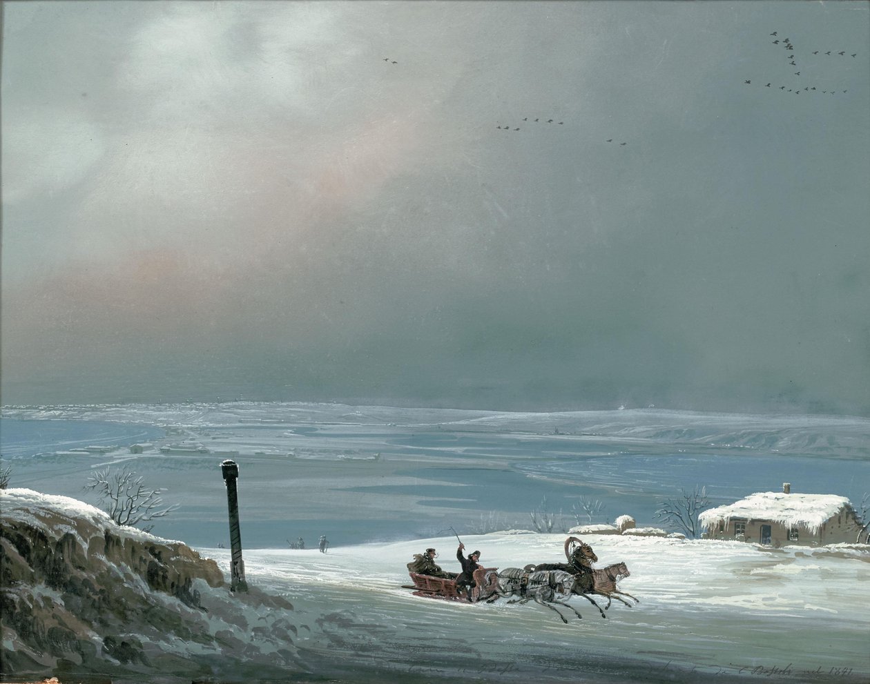 Omgeving van Odessa in de winter, 1841 door Carlo Bossoli