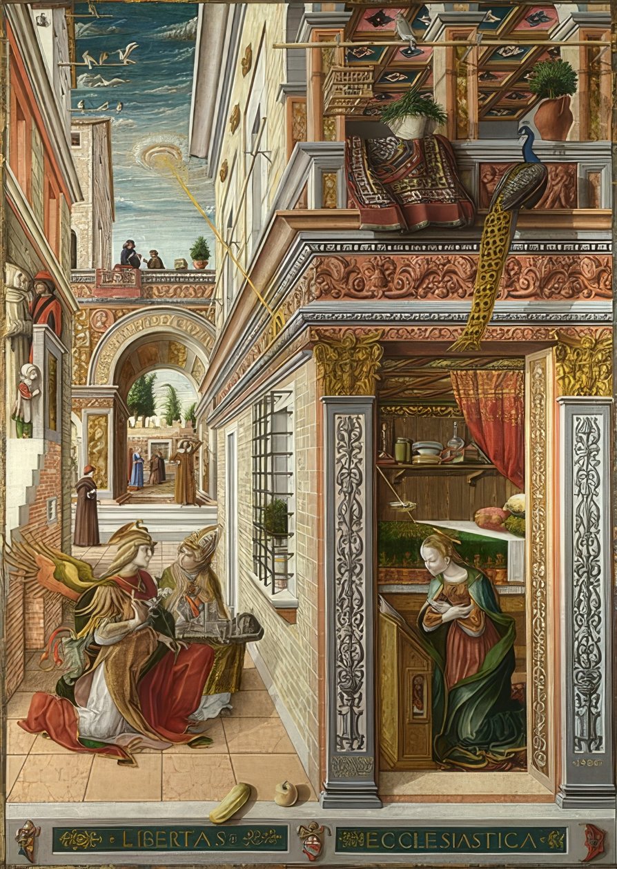 De aankondiging met de heilige Emidius door Carlo Crivelli
