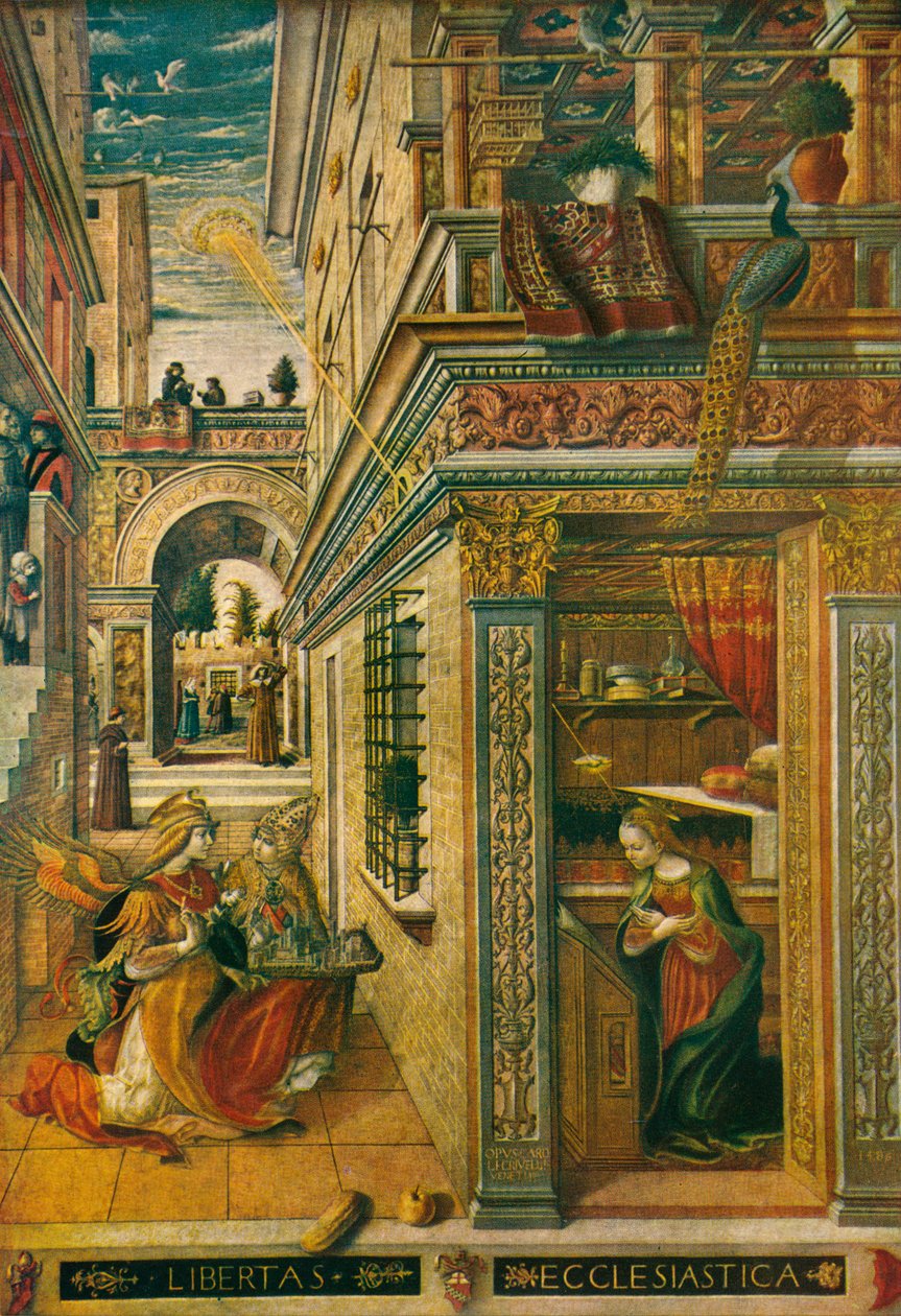 De annunciatie, met Sint Emidius, 1486, 1911 door Carlo Crivelli