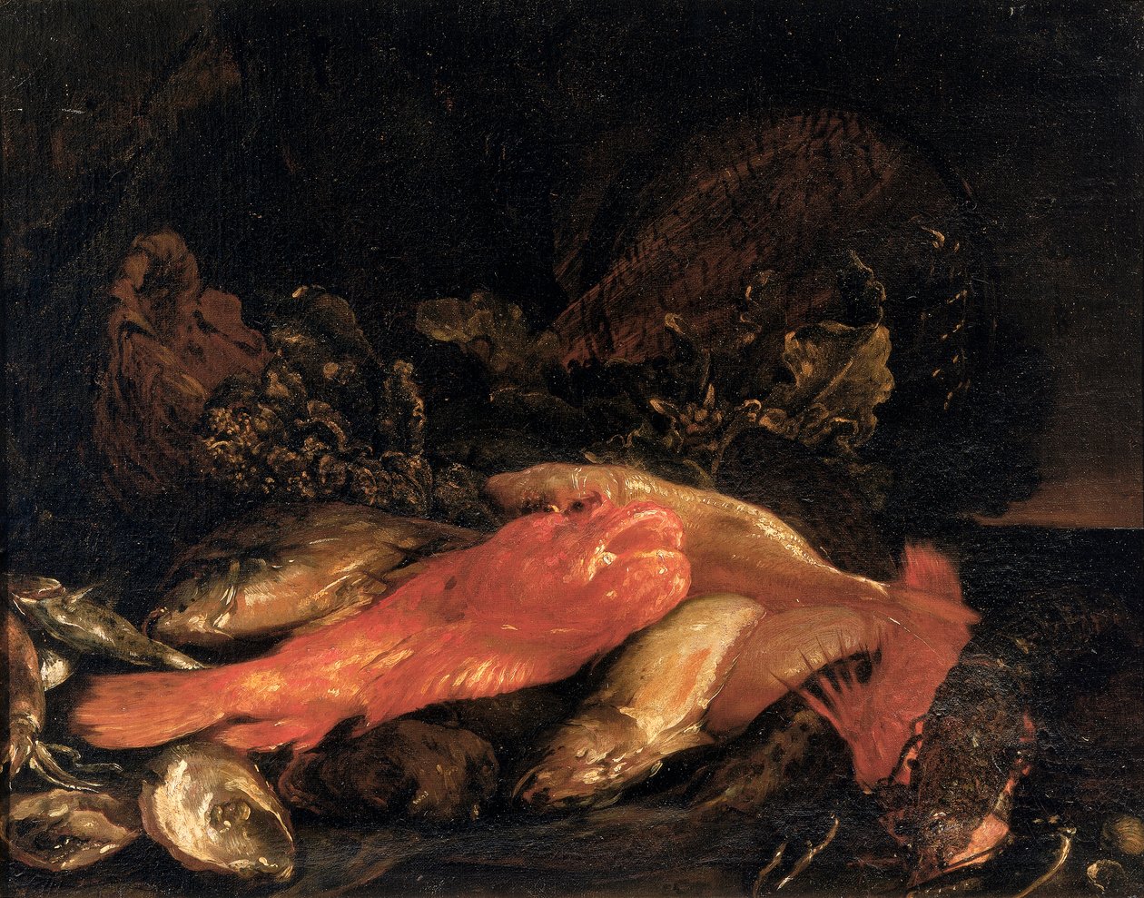 Vis en oesters door Carlo Dolci