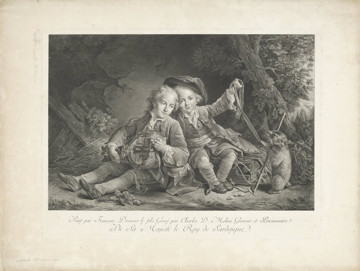 Twee jongens met marmot door Carlo Domenico Melini