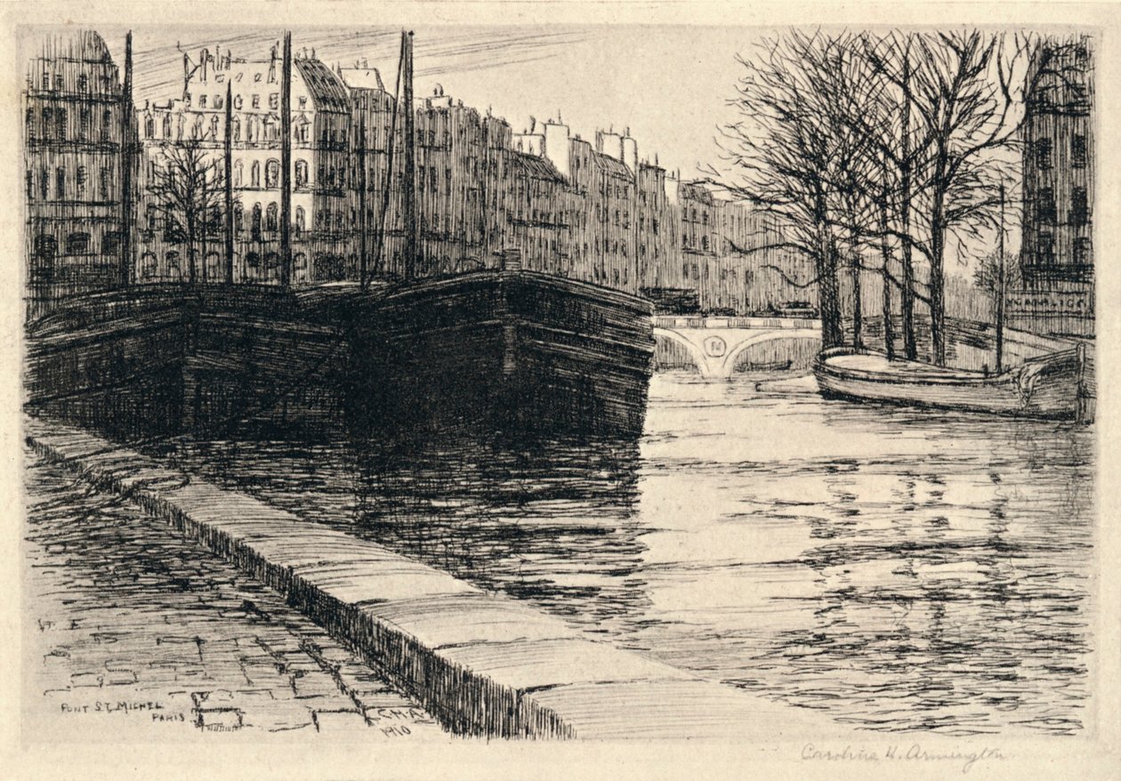 De Pont St Michel, 1915 door Caroline Helena Armington