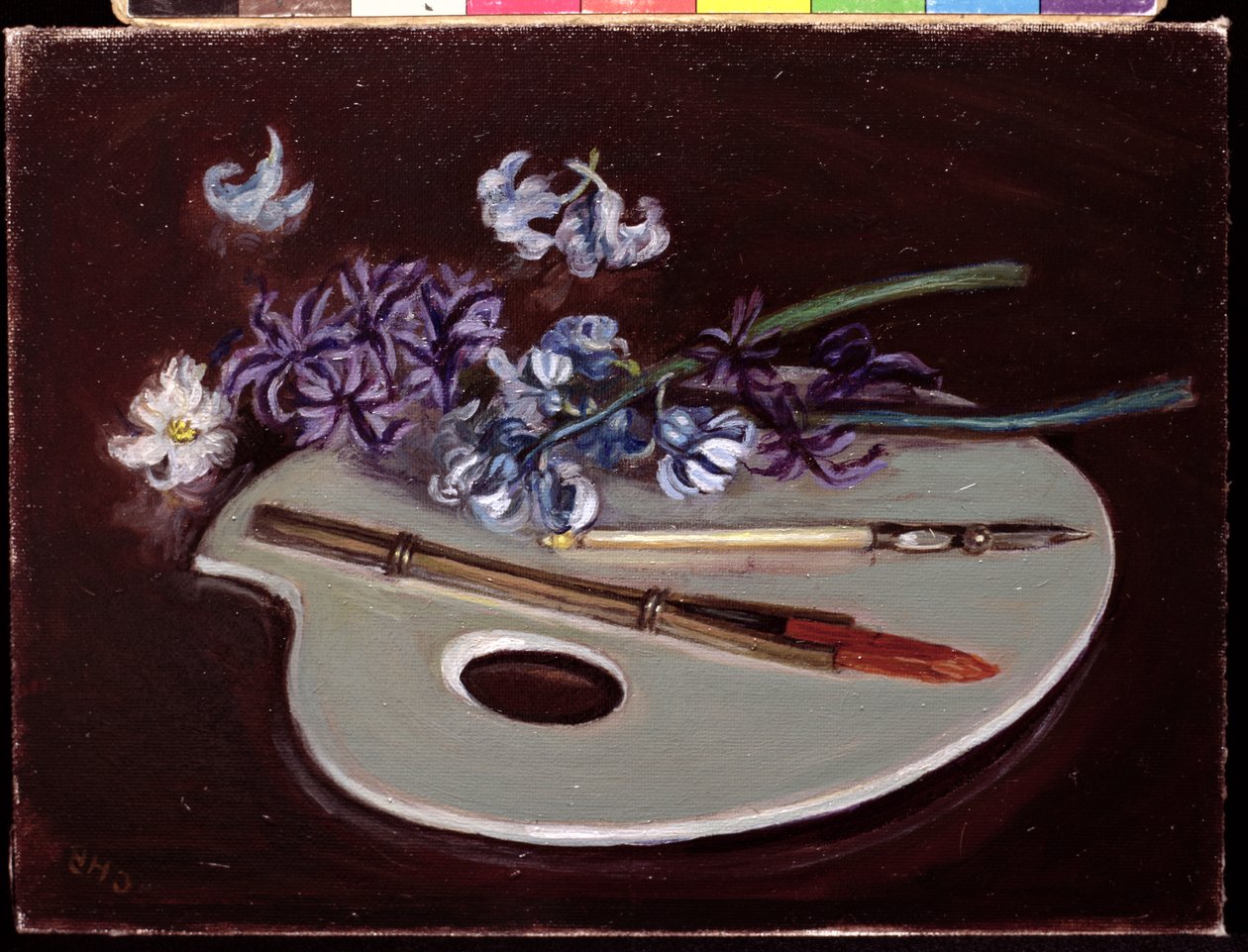 Porseleinen palet met bloemen door Caroline Hervey Bathurst