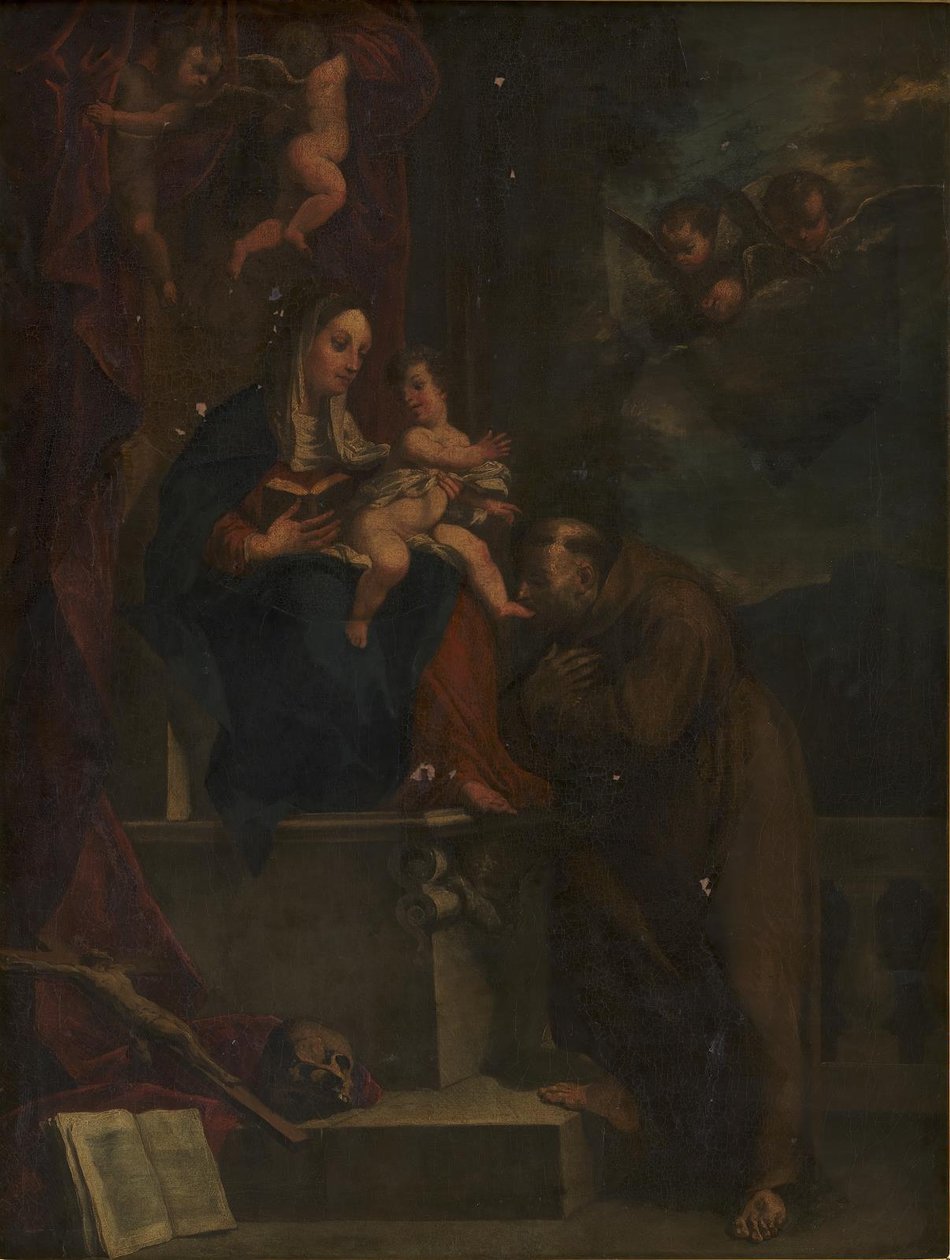 Maria, Jezus en St. Franciscus door Carracci