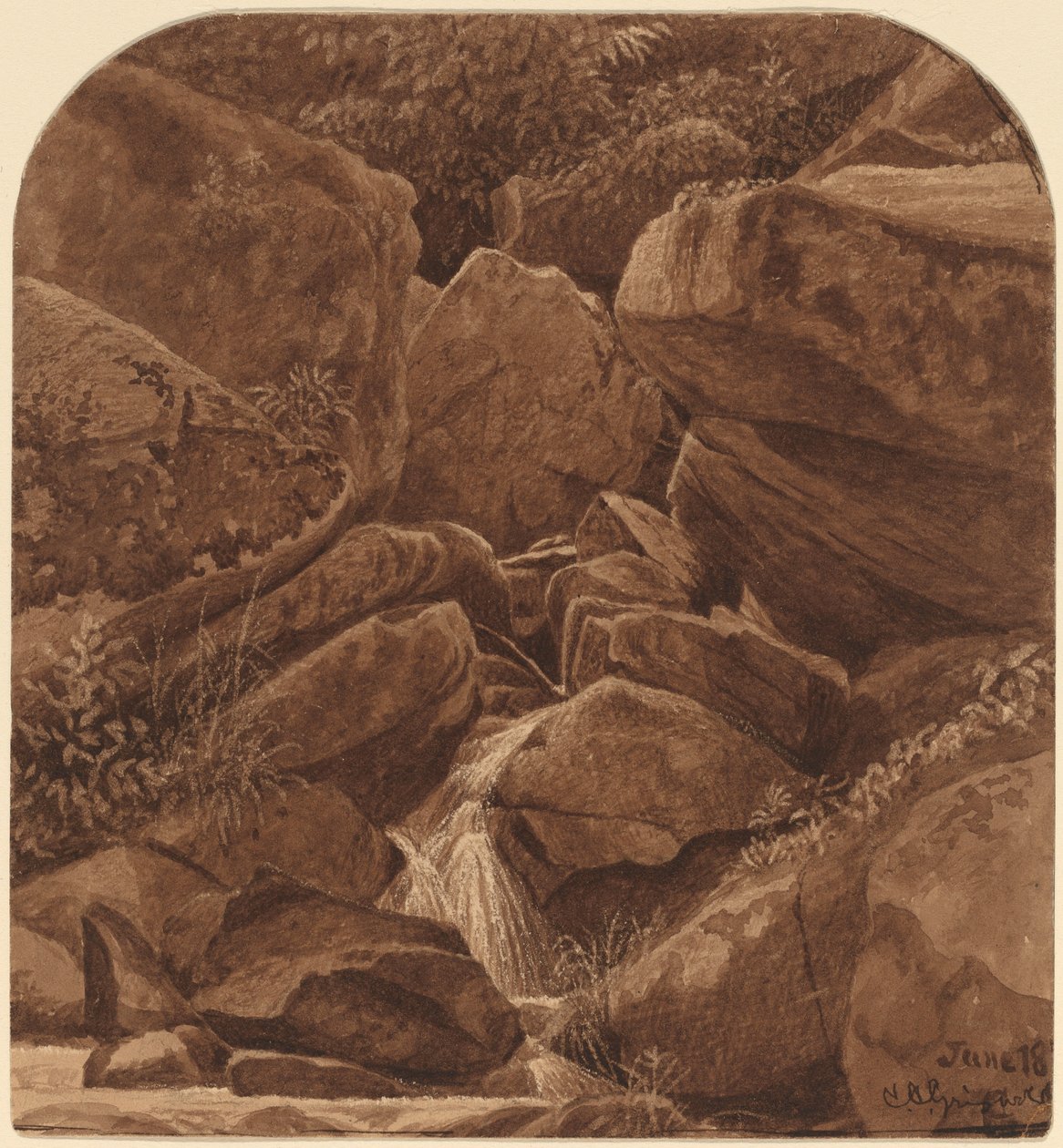 Rotsen en Waterval door Casimir Clayton Griswold