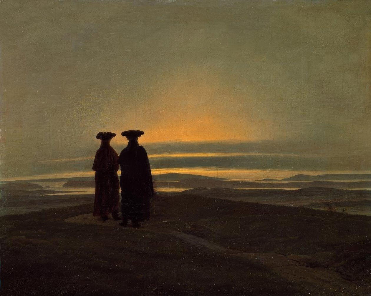Avondlandschap met twee Mannen door Caspar David Friedrich