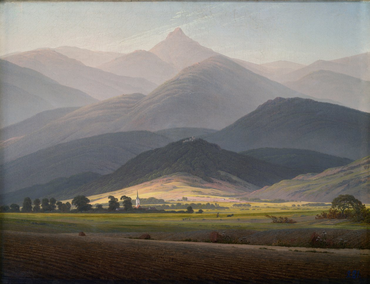 Uitzicht vanaf Warmbrunn op de Kleine Sturmhaube door Caspar David Friedrich