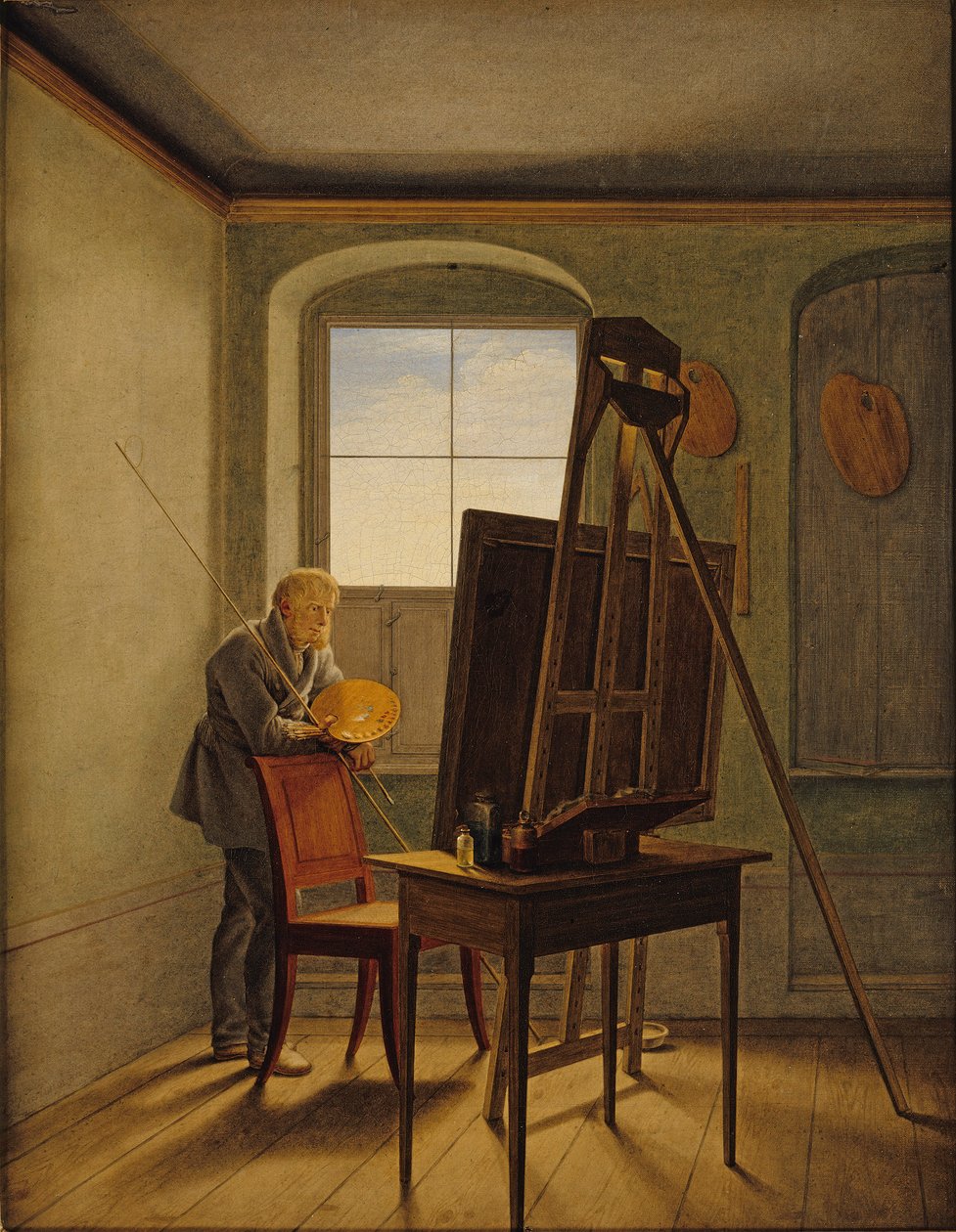 Caspar David Friedrich in zijn studio door Caspar David Friedrich
