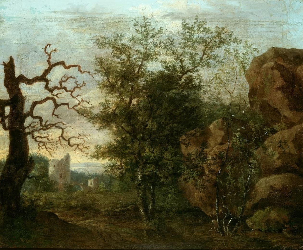 Landschap met kale boom door Caspar David Friedrich