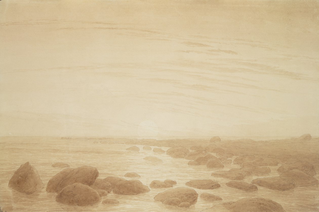 Maanopkomst aan Zee (Zonsondergang over de Zee) door Caspar David Friedrich