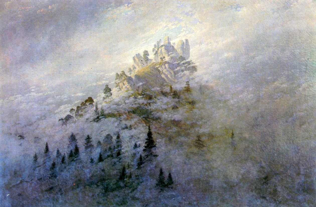 Ochtendmist in de bergen door Caspar David Friedrich