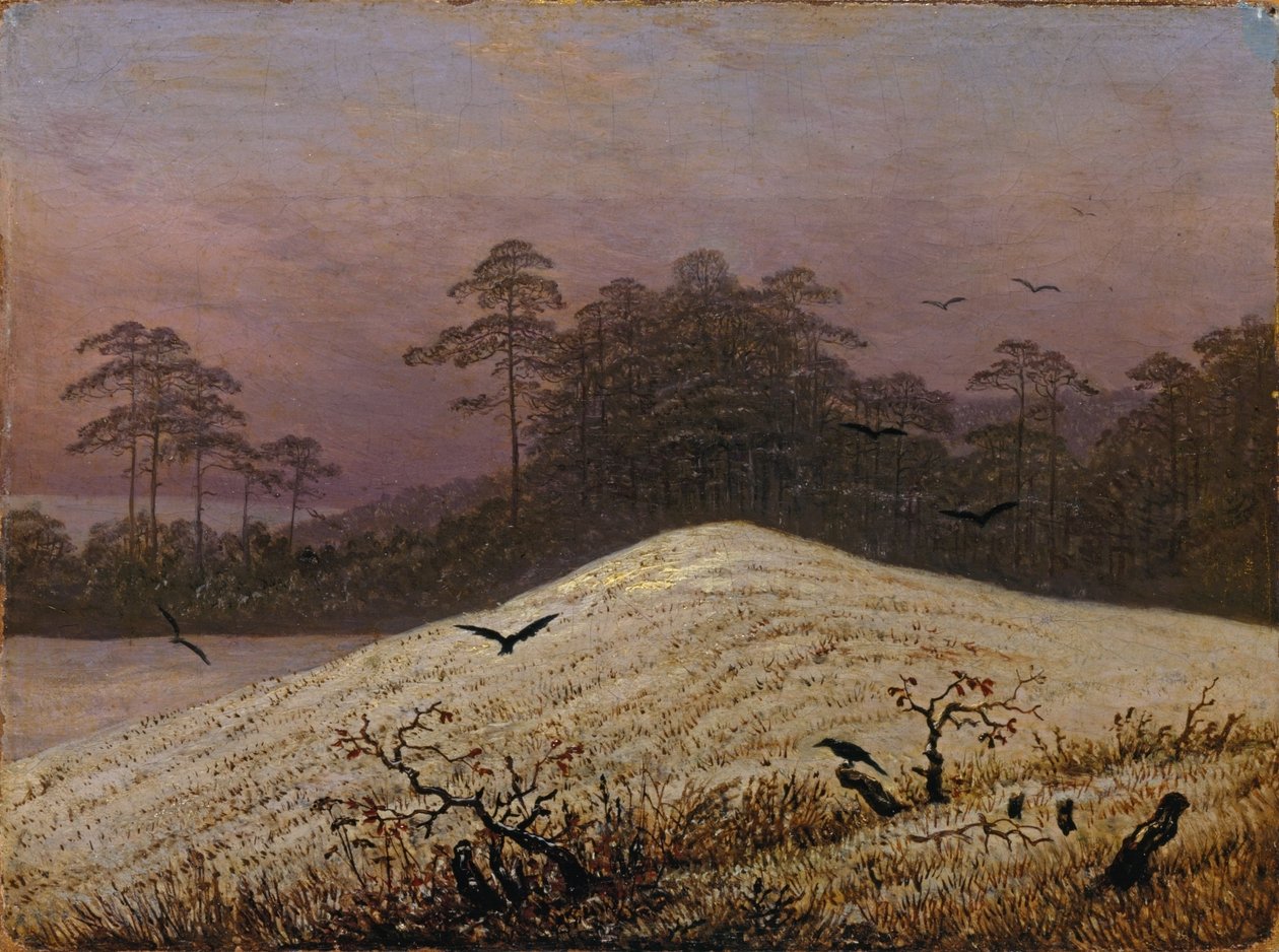 Sneeuwheuvel met raven door Caspar David Friedrich