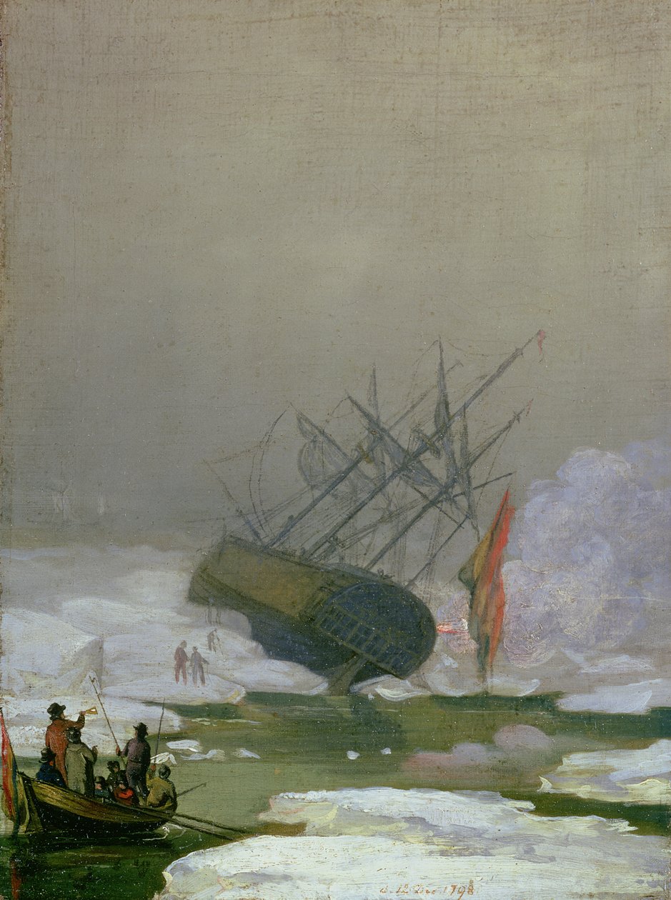 Schip in de Poolzee, 12 december 1798 door Caspar David Friedrich