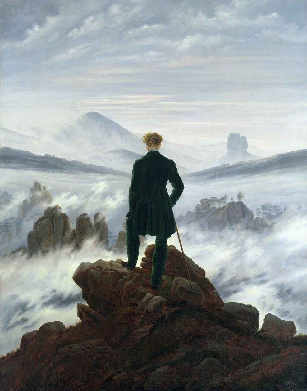 De Wandelaar boven de Zee van Mist door Caspar David Friedrich