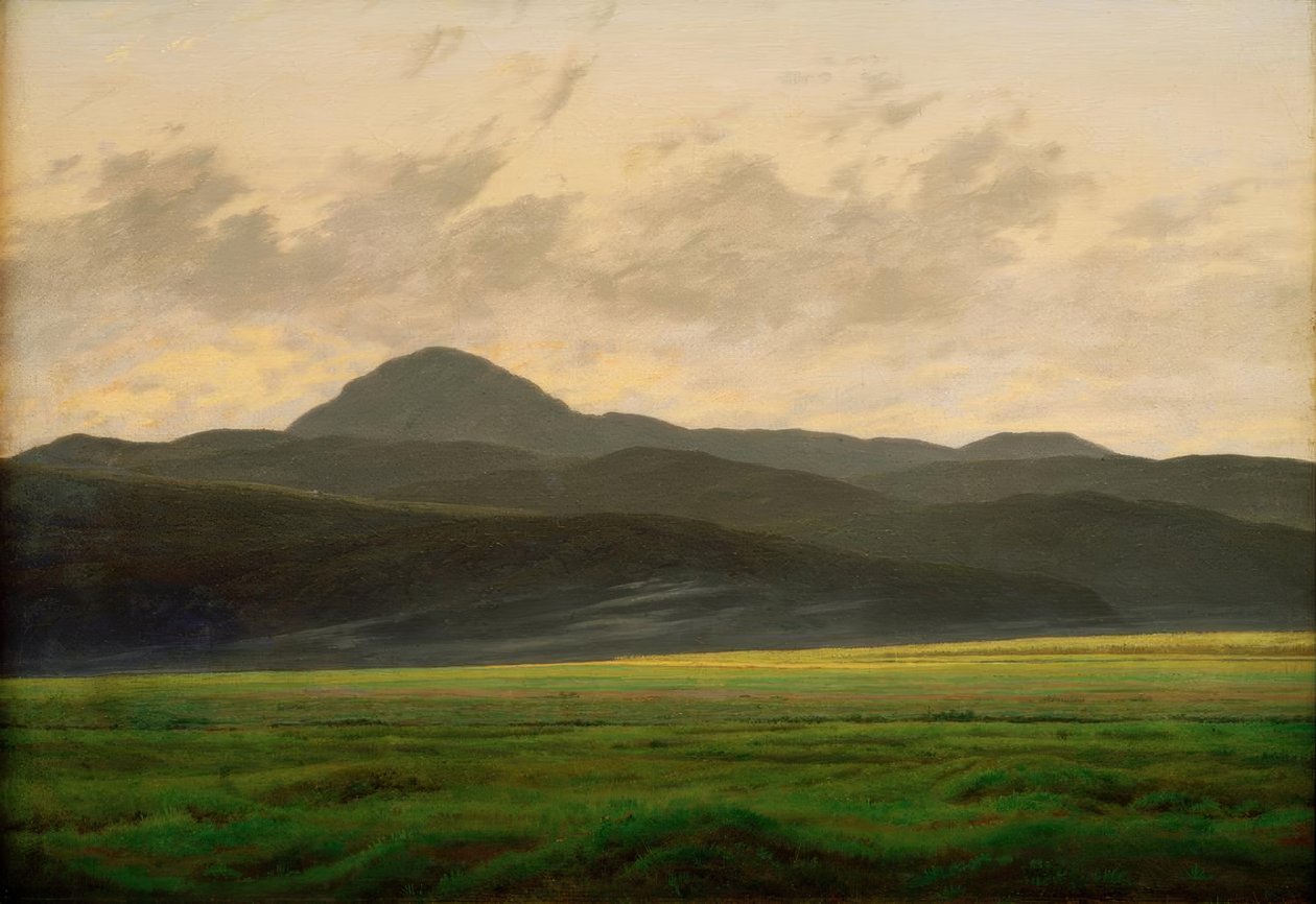 Berglandschap in Bohemen door Caspar David Friedrich