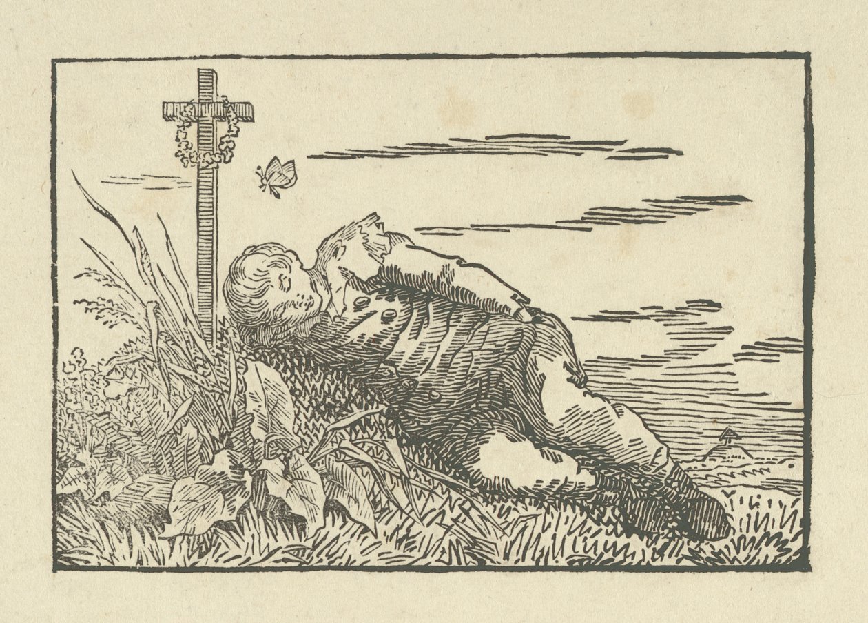 Jongen Slapend op een Graf, 1802 door Caspar David Friedrich