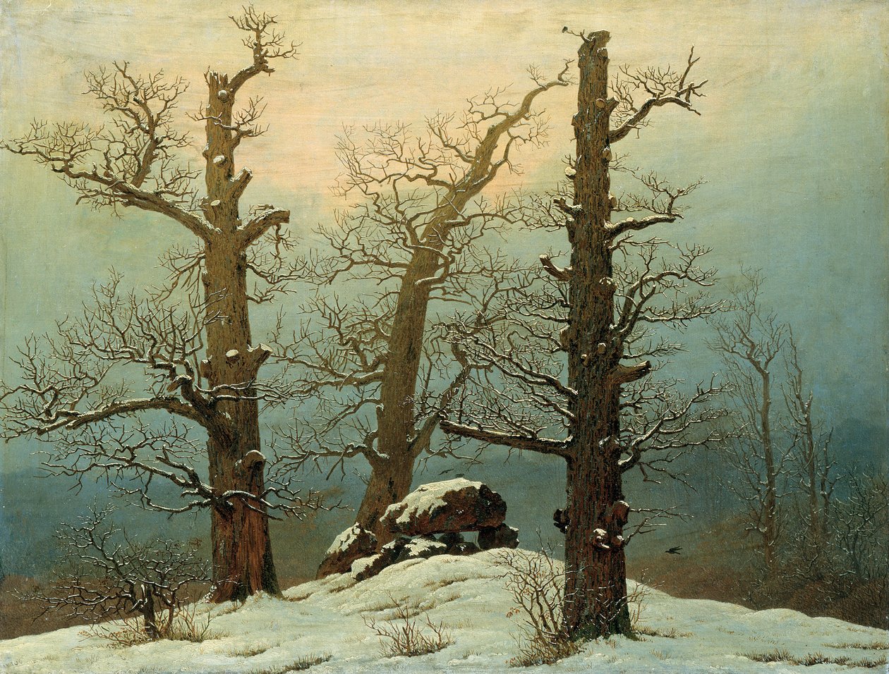 Cairn in de Sneeuw door Caspar David Friedrich