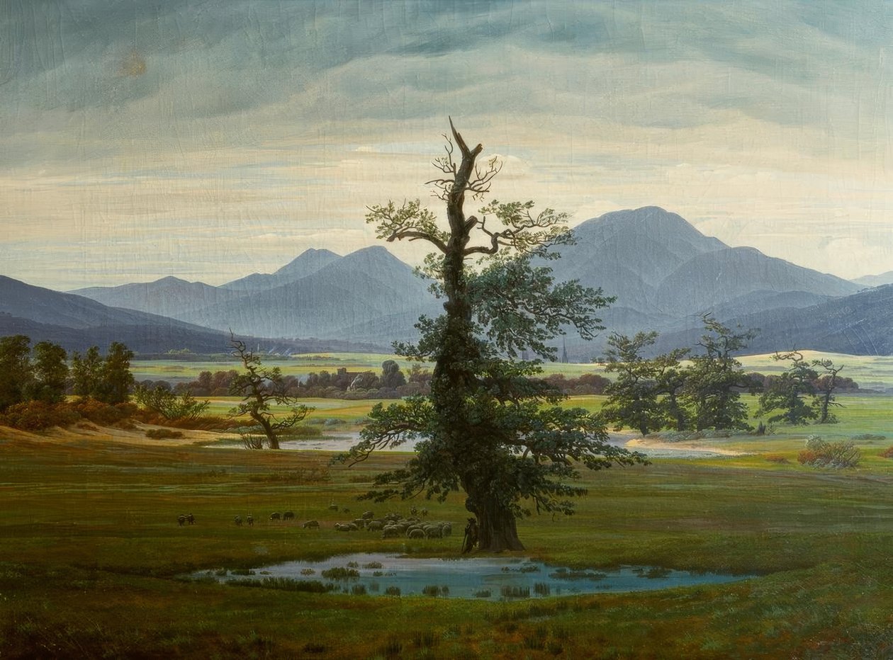 Dorpslandschap bij ochtendlicht door Caspar David Friedrich