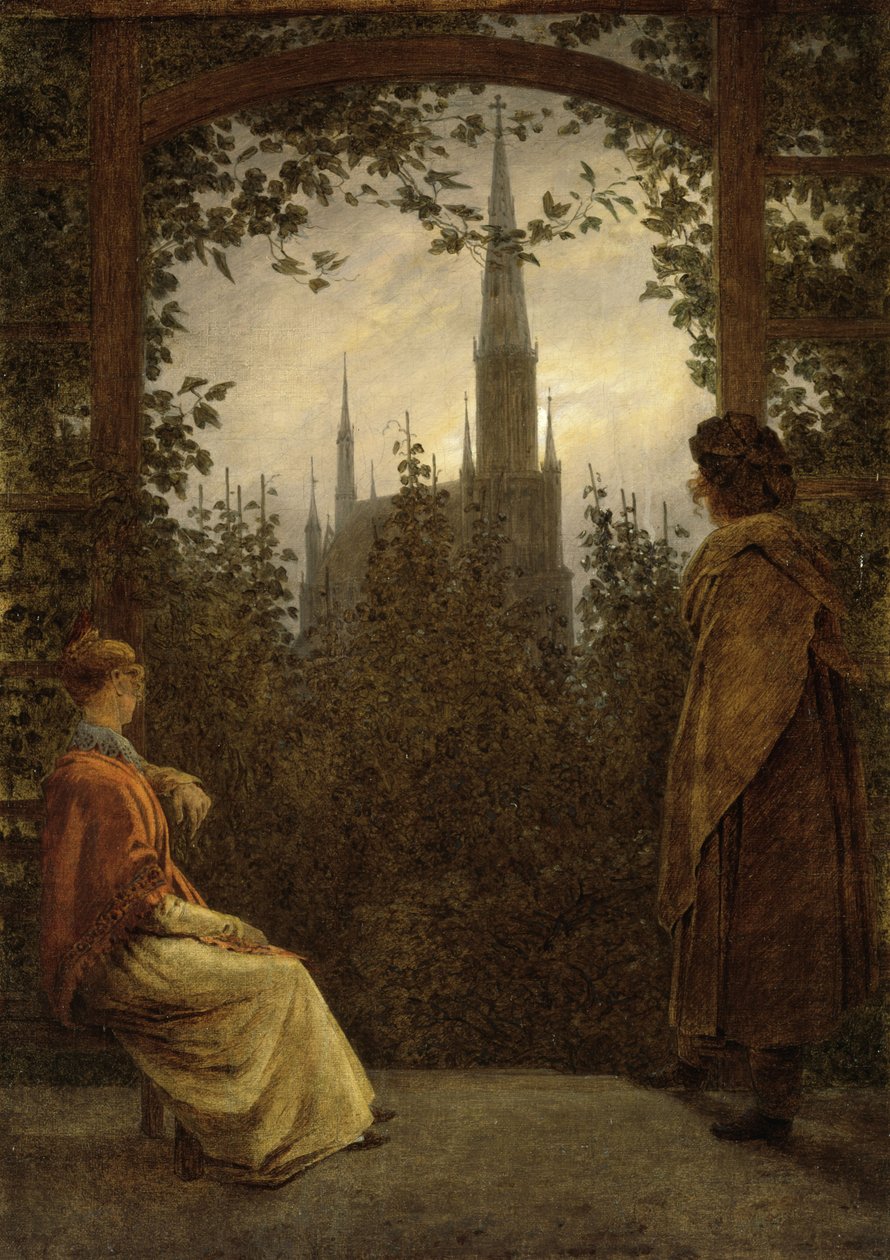 Tuinprieel in Greifswald, 1818 door Caspar David Friedrich