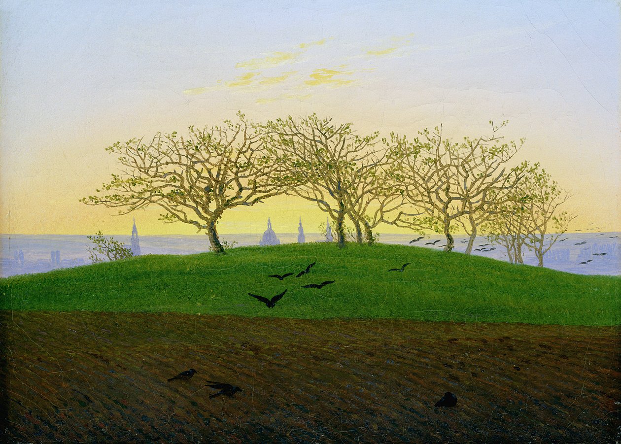 Heuvels en Geploegde Velden bij Dresden door Caspar David Friedrich