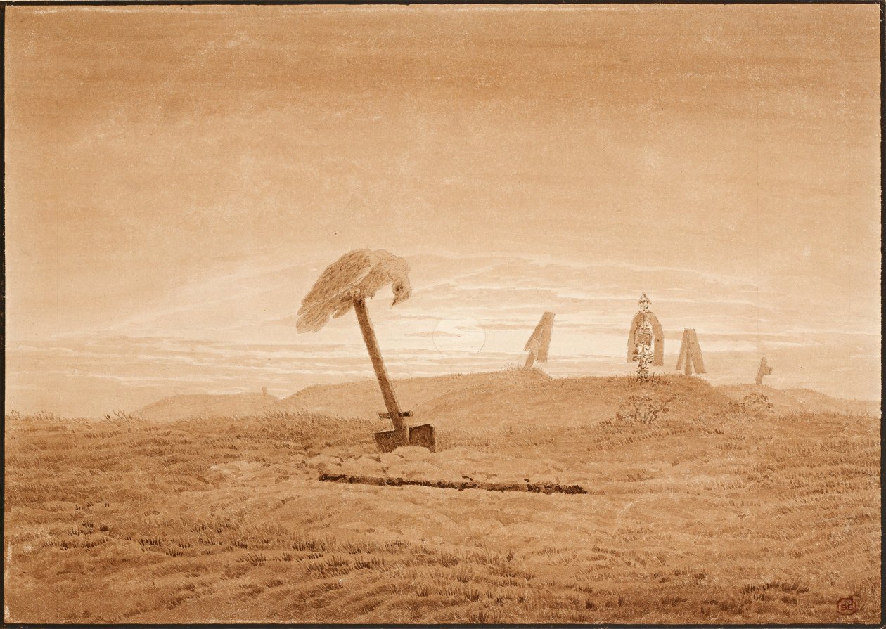 Landschap met graven, ca. 1836 door Caspar David Friedrich