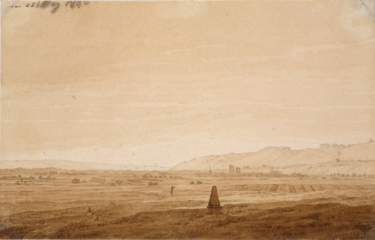 Landschap met een obelisk, 1803 door Caspar David Friedrich