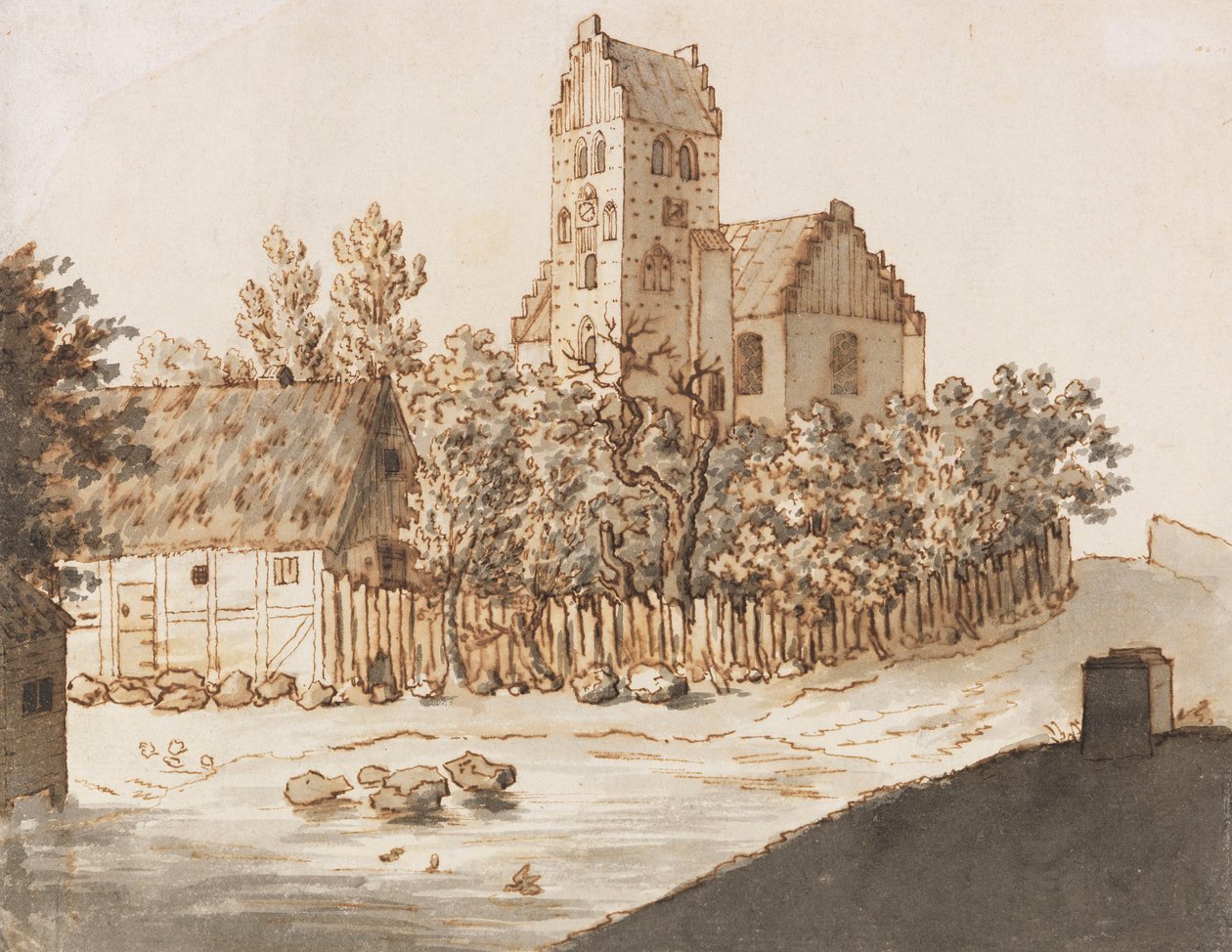 Kerk Lyngby door Caspar David Friedrich