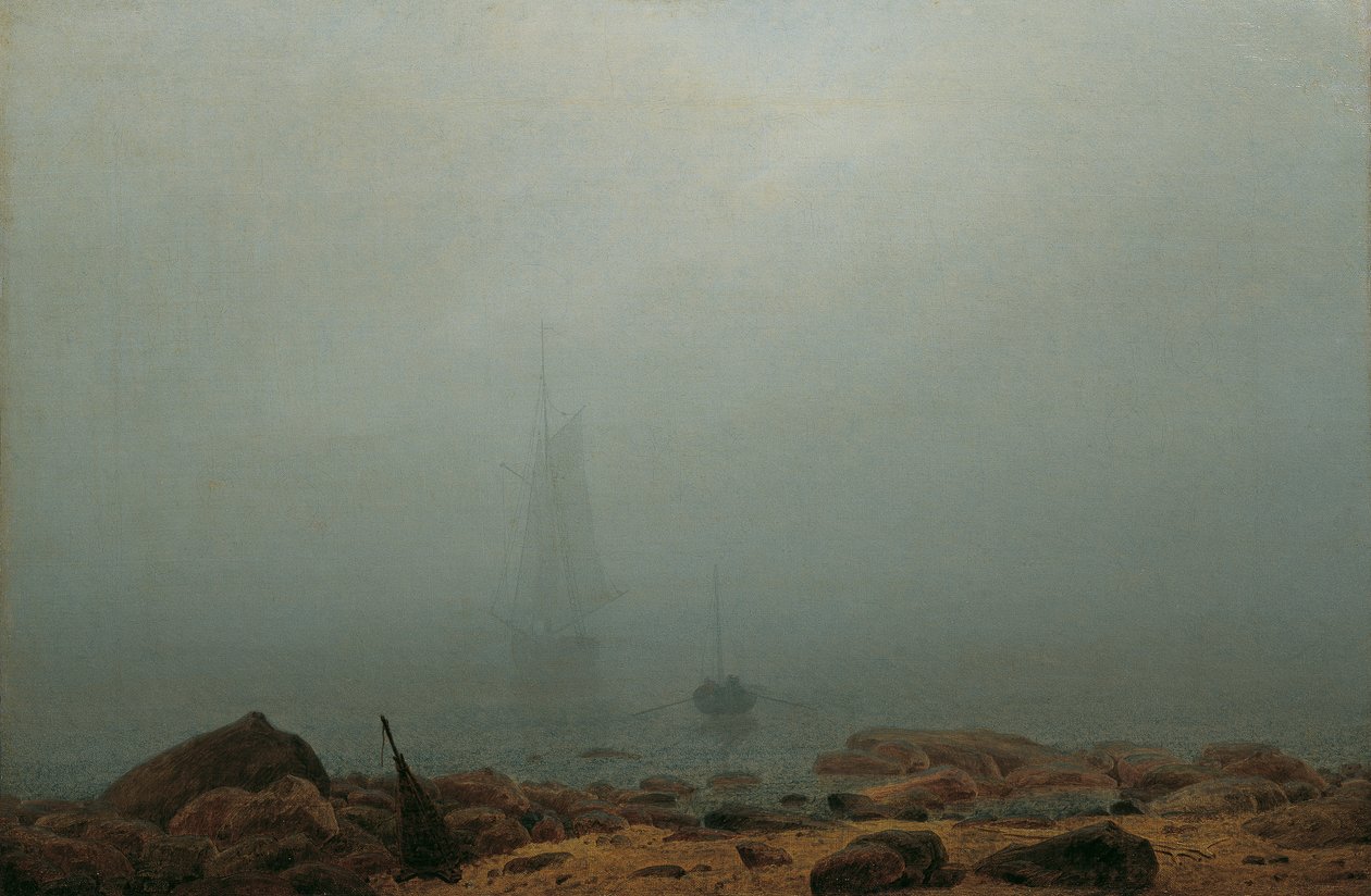 Strand in de mist door Caspar David Friedrich