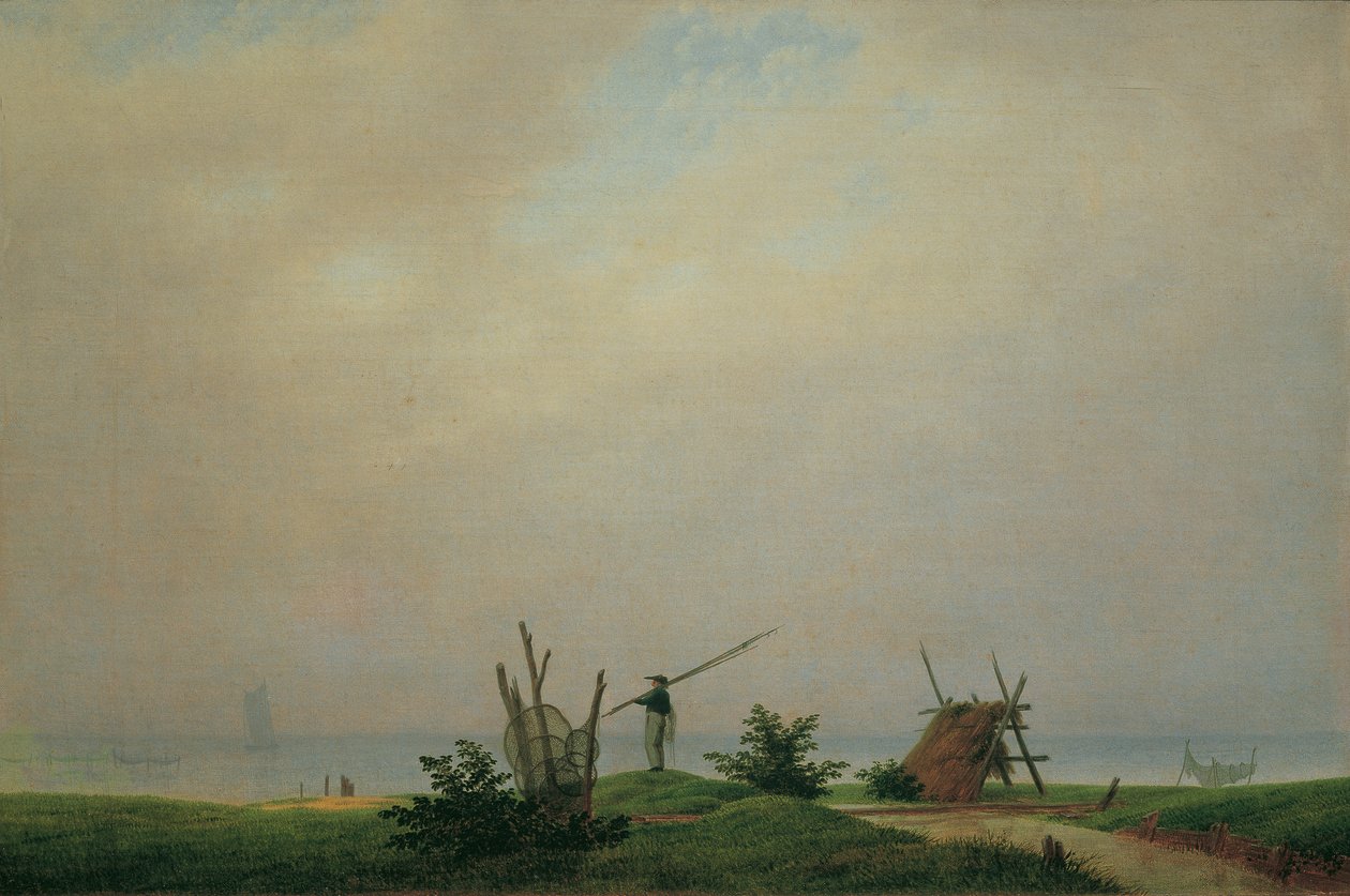 Zeestrand met vissers door Caspar David Friedrich