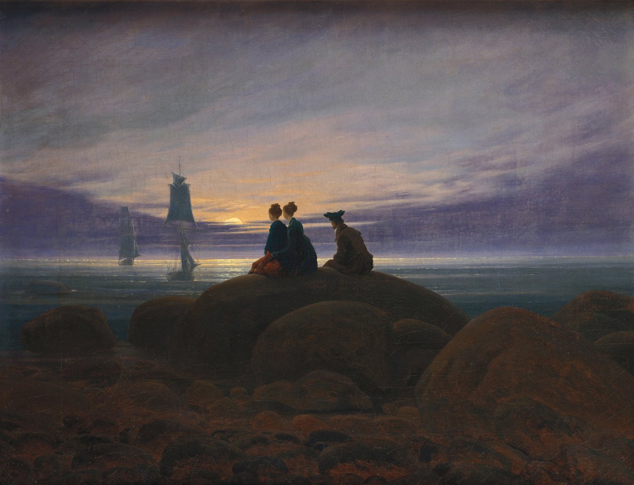 Maanopkomst boven de zee, 1822 door Caspar David Friedrich