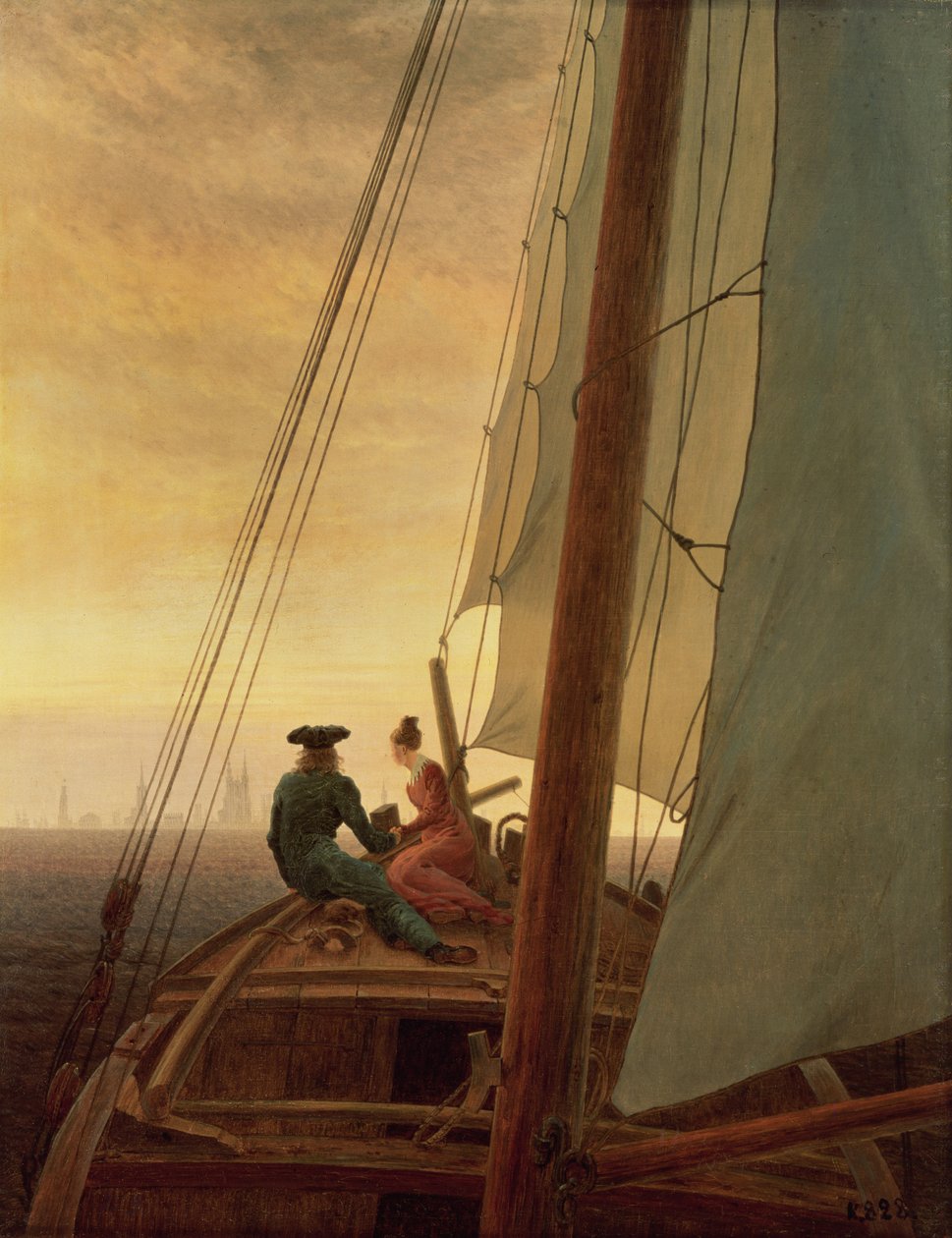 Aan boord van een zeilschip door Caspar David Friedrich