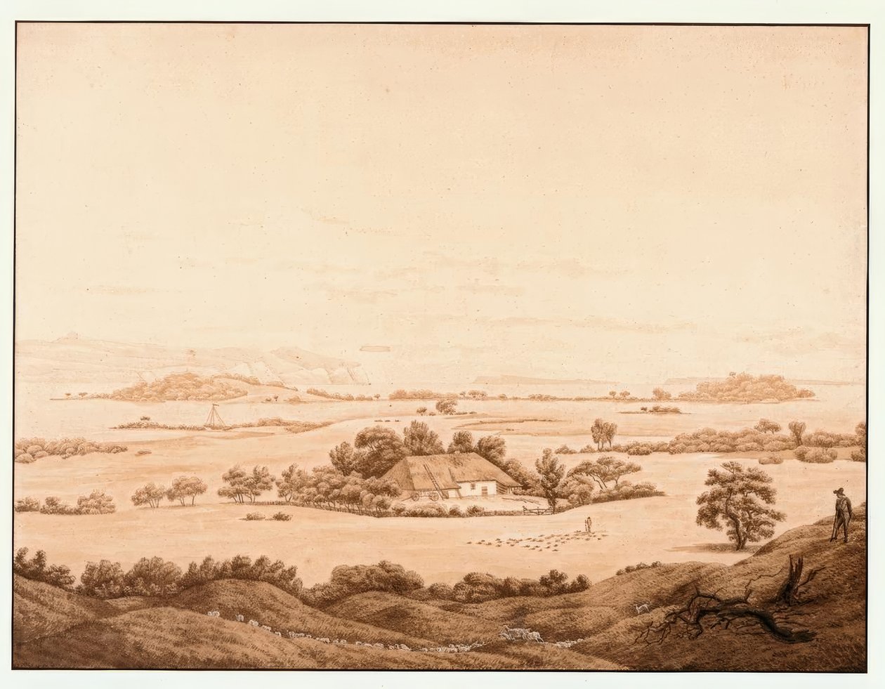 Landschap op Rügen met herder door Caspar David Friedrich