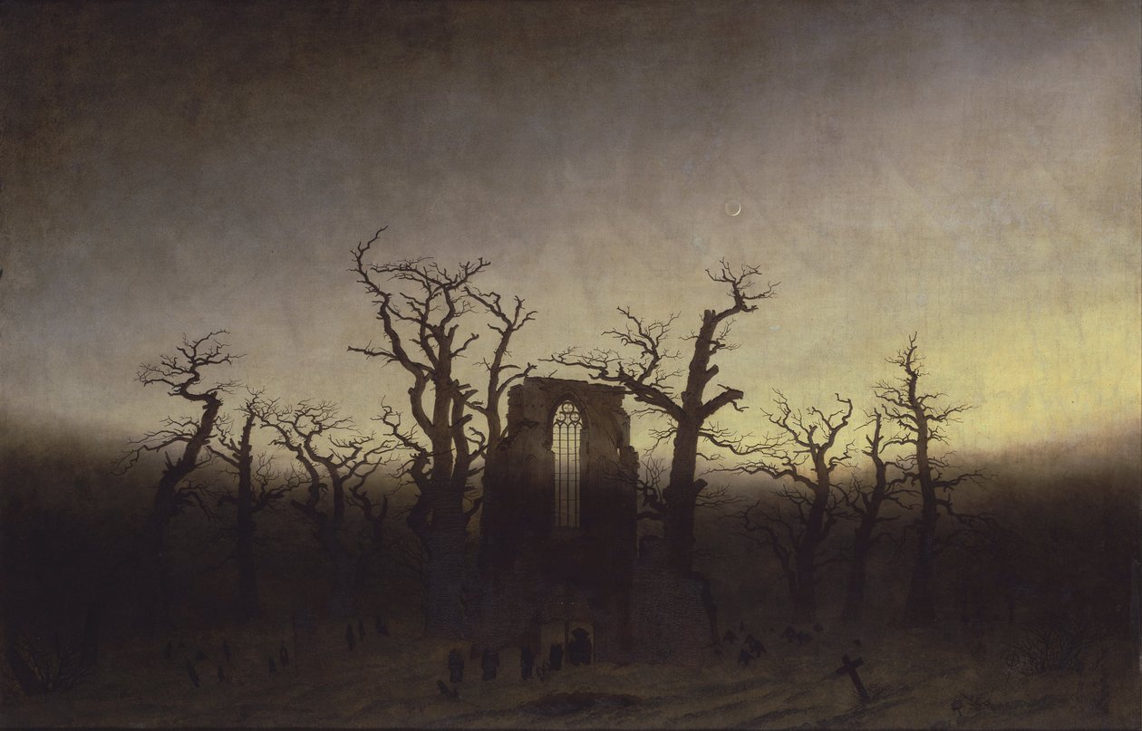 De abdij in het eikenbos door Caspar David Friedrich