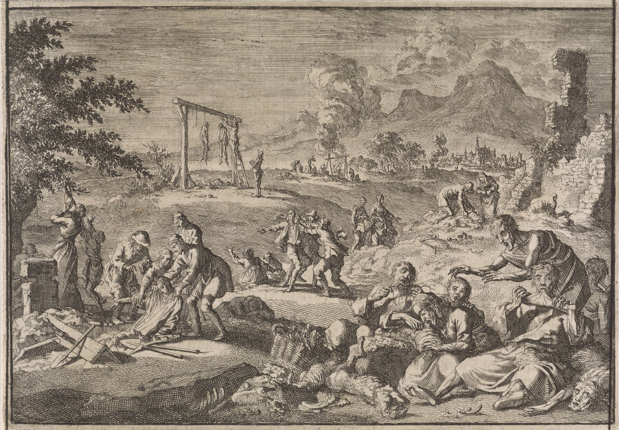 Hongersnood in Duitsland, 1637 door Caspar Luyken (attributed to)