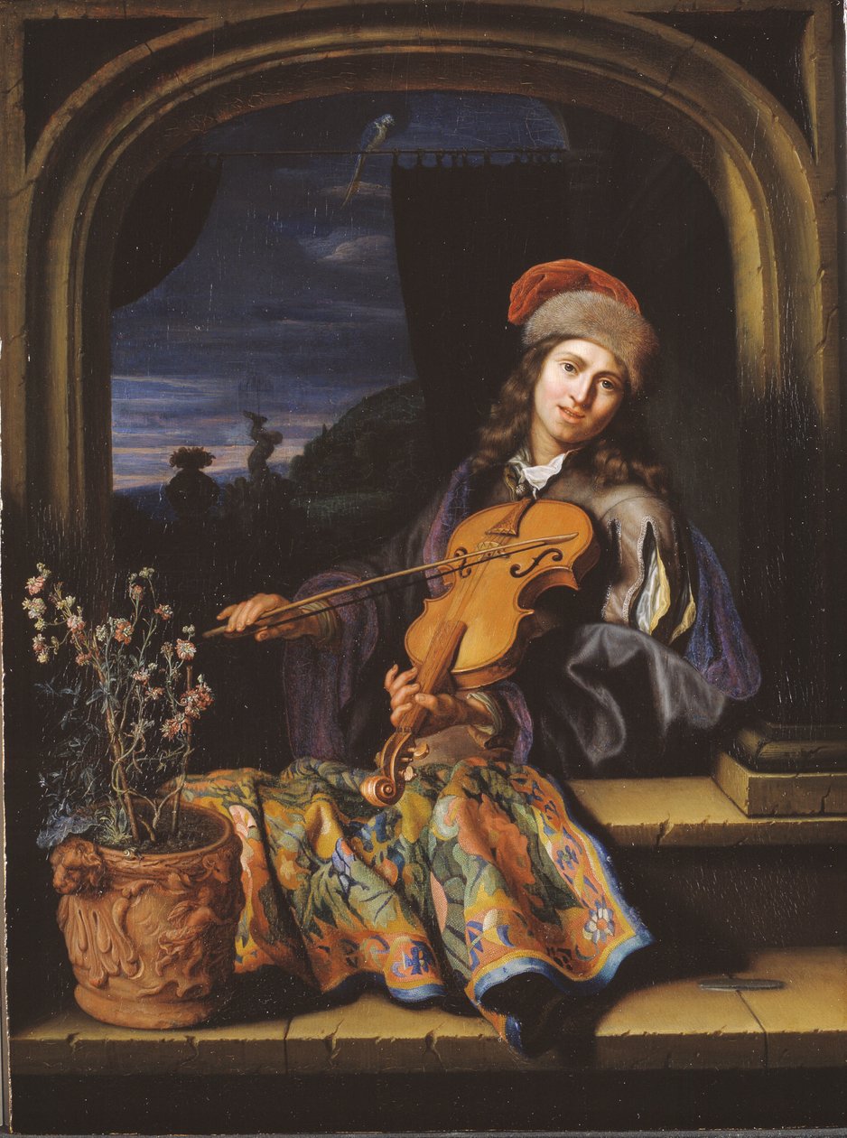 Een Violist door Caspar Netscher