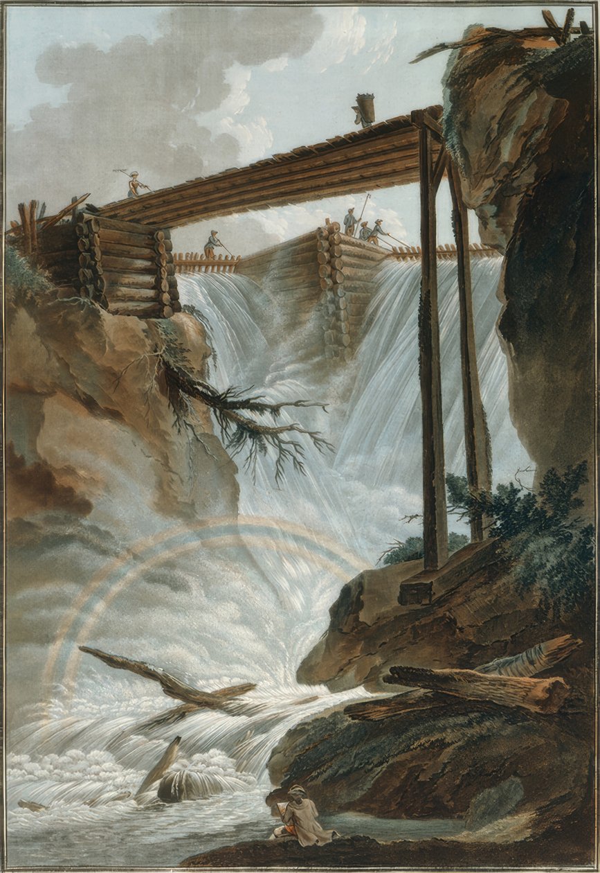 Waterval in het Mühletal door Caspar Wolf