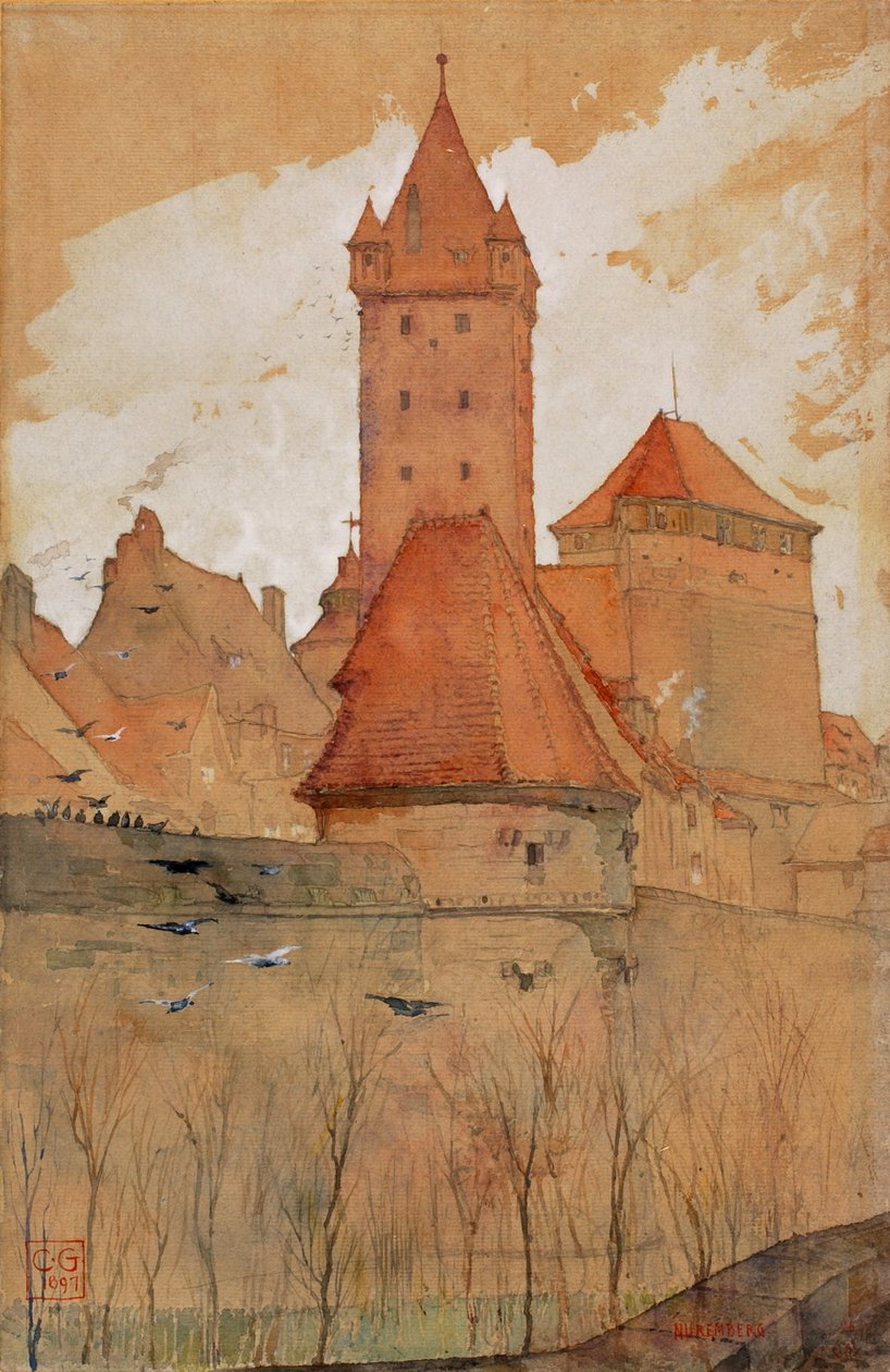 Toren van de stadsmuur, Neurenberg, 1897 door Cass Gilbert