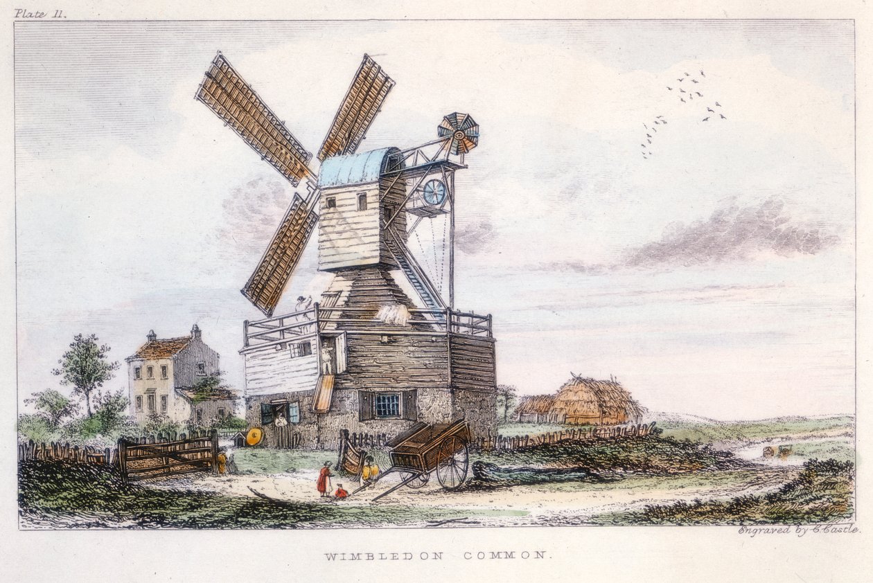 Paalmolen, Wimbledon Common, nabij Londen, ca. 1840 door Castle